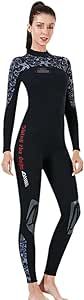 QCTZ Full Body Wetsuits, 3Mm Neoprene Scuba Diving Suits, Back Zip Swimming Suit, One Piece Long Sleeve for Water Sports