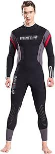 QCTZ Men's Full Wetsuit, 3Mm Neoprene One-Piece Diving Suit, Scuba Dive Surfing Snorkeling Spearfishing Plus Size
