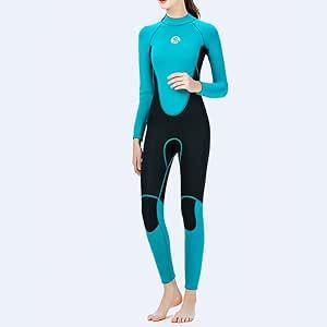 UXZDX 3mm Neoprene Women Full Body Wetsuits Scuba Diving Surfing Snorkeling Spearfishing Swimsuit Sunscreen Keep Warm
