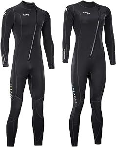 zcco Ultra Stretch 3mm Neoprene Wetsuit, Front Zip Full Body Diving Suit, one Piece for Men-Snorkeling, Scuba Diving Swimming, Surfing