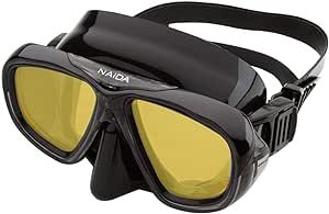 Riffe Naida Mask for Diving and Spearfishing (Black w/Amber Lens)